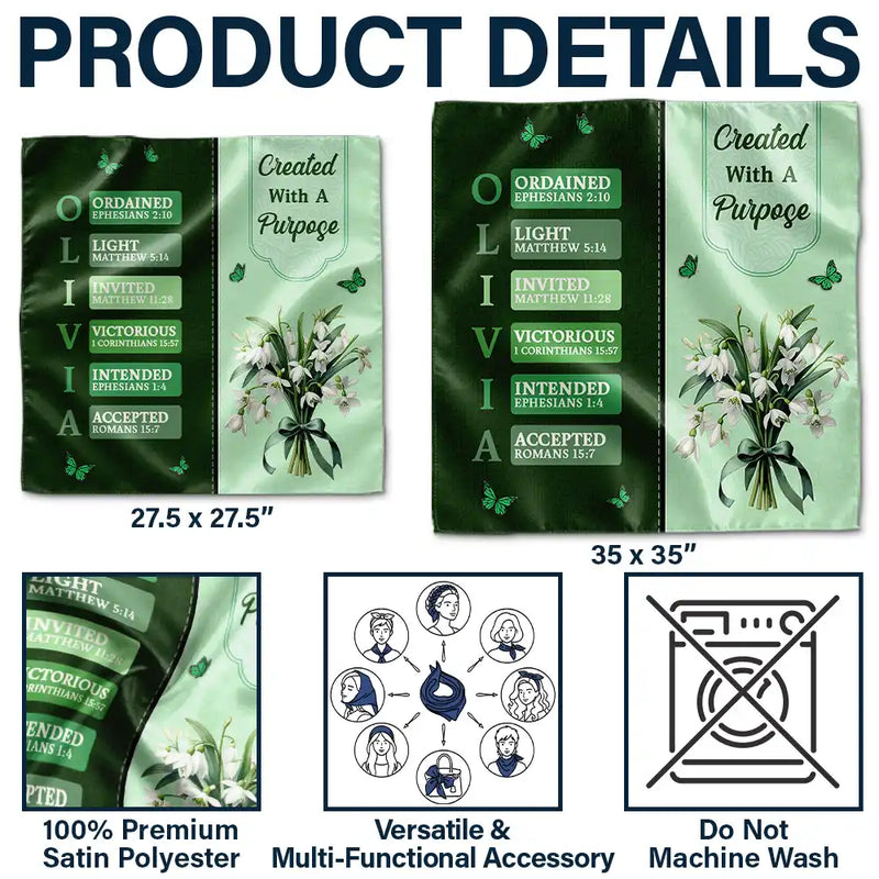 Gift For Wife,Gift For Girlfriend,Gift For Yourself,Gift For Women,Gift For Aunt,Gift For Mother,Gift For Grandma,Gift For Daughter,Gift For Sisters,Gift For Bestie,Happy,Christian,Icon - Created With A Purpose Birth Month Flower - Personalized Scarf