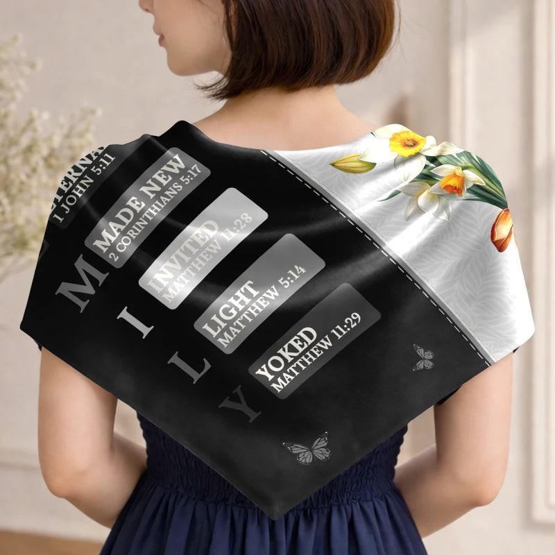 Gift For Wife,Gift For Girlfriend,Gift For Yourself,Gift For Women,Gift For Aunt,Gift For Mother,Gift For Grandma,Gift For Daughter,Gift For Sisters,Gift For Bestie,Happy,Christian,Icon - Created With A Purpose Birth Month Flower - Personalized Scarf