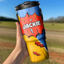 Gift For Kids, Gift For Grandkids, Happy, Back To School - Crossed Arms Kid With Name - Personalized 30oz Tumbler With Handle