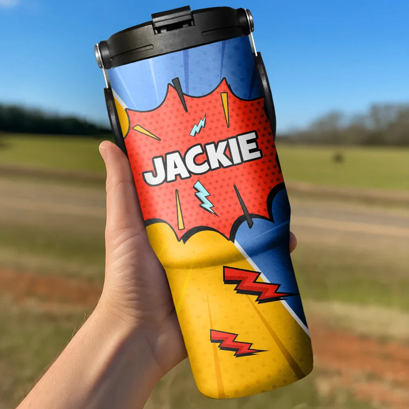 Gift For Kids, Gift For Grandkids, Happy, Back To School - Crossed Arms Kid With Name - Personalized 30oz Tumbler With Handle