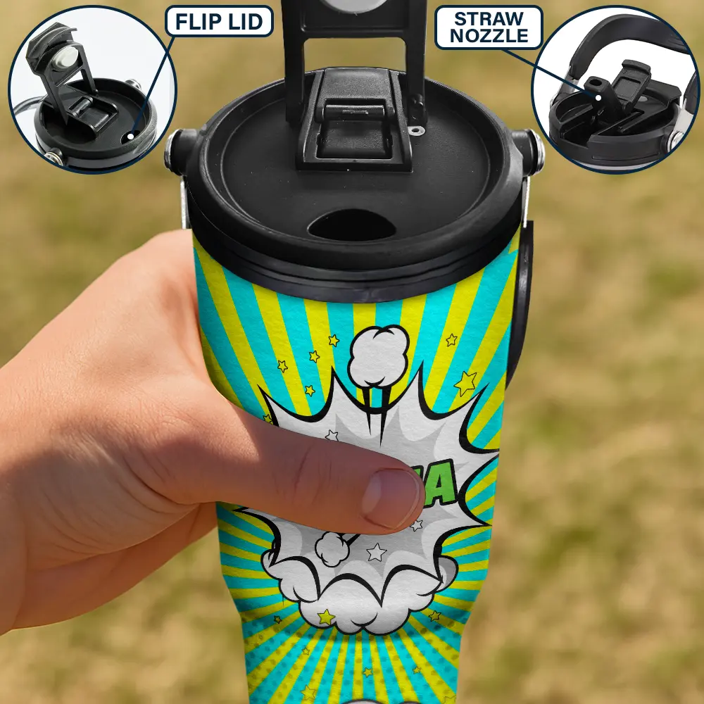 Gift For Kids, Gift For Grandkids, Happy, Back To School - Crossed Arms Kid With Name - Personalized 30oz Tumbler With Handle