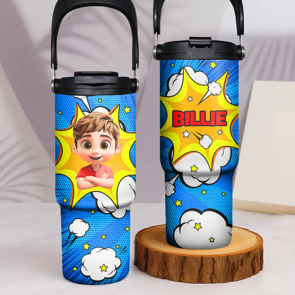 Gift For Kids, Gift For Grandkids, Happy, Back To School - Crossed Arms Kid With Name - Personalized 30oz Tumbler With Handle