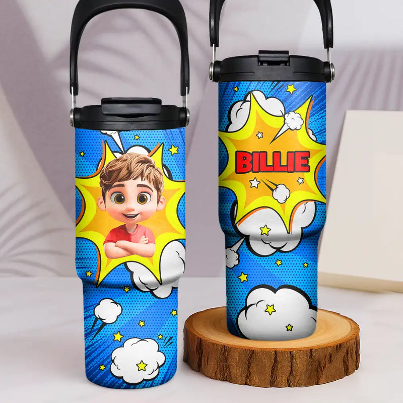 Gift For Kids, Gift For Grandkids, Happy, Back To School - Crossed Arms Kid With Name - Personalized 30oz Tumbler With Handle
