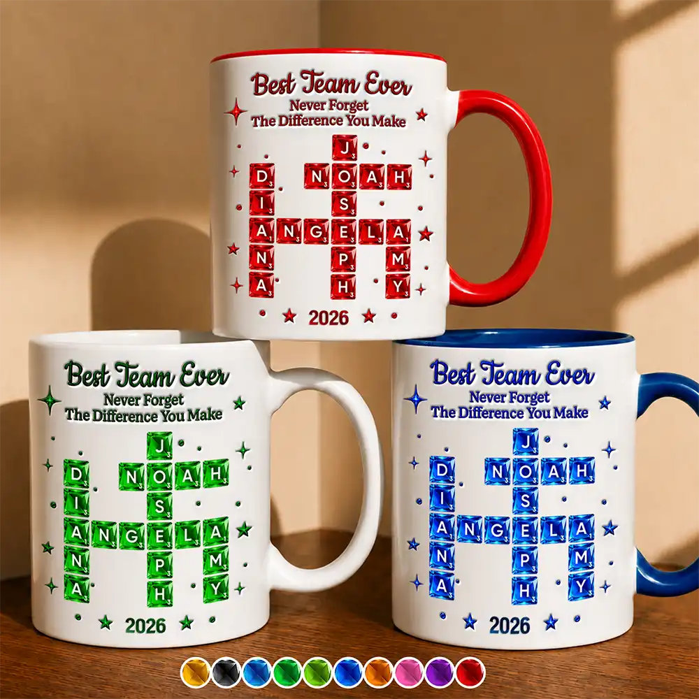 Crossword 3D Inflated Effect Best Team Ever Never Forget The Difference You Make - Personalized Mug