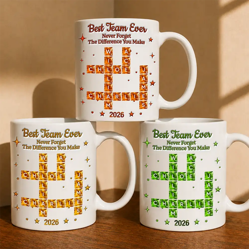 Gift For Colleagues,Christmas,Proud,Crossword - Crossword 3D Inflated Effect Best Team Ever Never Forget The Difference You Make - Personalized Mug