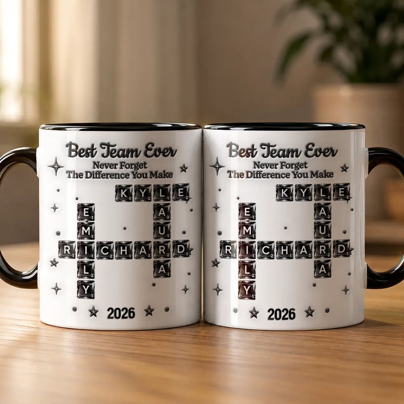 Gift For Colleagues,Christmas,Proud,Crossword - Crossword 3D Inflated Effect Best Team Ever Never Forget The Difference You Make - Personalized Mug