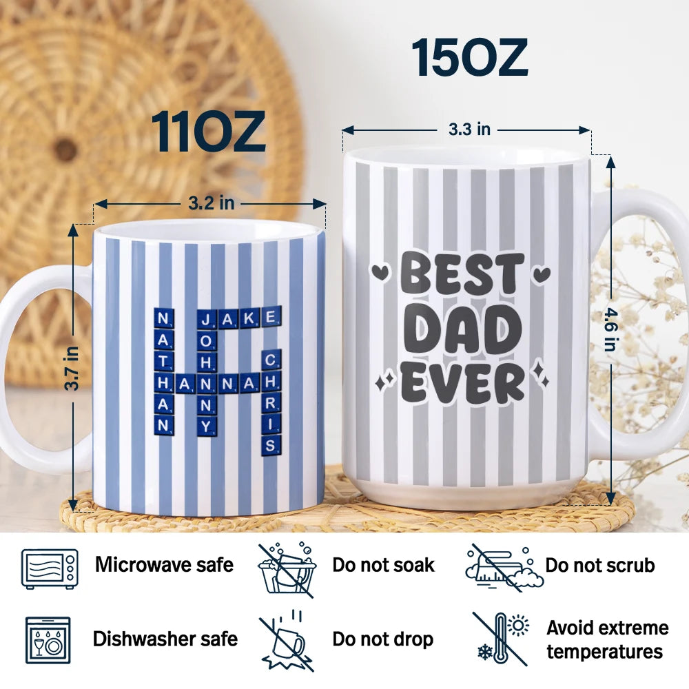 Gift For Grandpa,Gift For Grandma,Gift For Mother,Gift For Father - Crossword Best Dad Mom Grandpa Grandma Ever - Personalized White Edge-to-Edge Mug