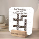 Gifts For Colleagues,Happy - Crossword Best Team Ever - Personalized Calendar With Wooden Stand