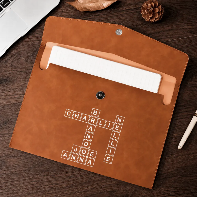 Back To School, Officer, Sentimental, Crossword - Crossword Best Team Ever Scrabble - Personalized Leather Sleeve