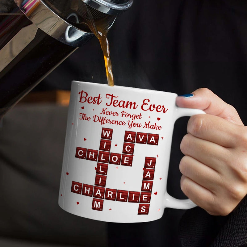 Gifts For Colleagues,Happy,Christmas - Crossword Best Team Ever Scrabble - Personalized Mug