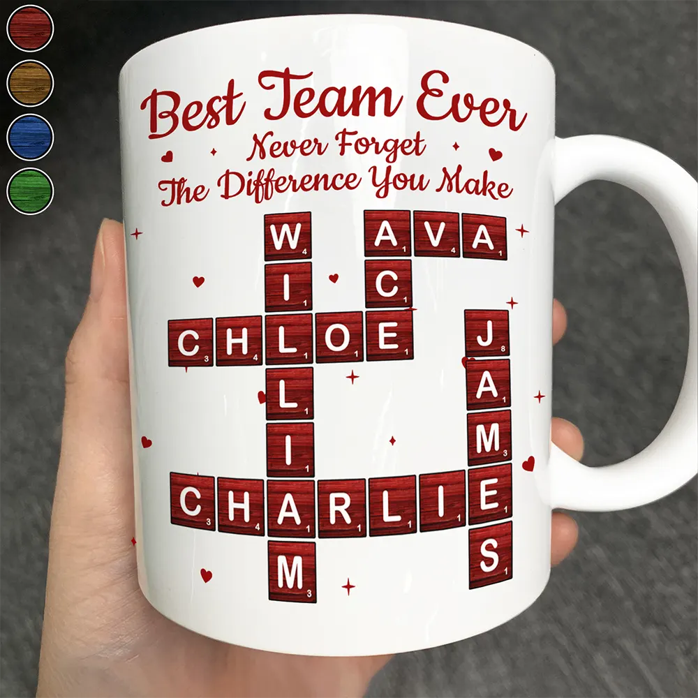 Gifts For Colleagues,Happy,Christmas - Crossword Best Team Ever Scrabble - Personalized Mug