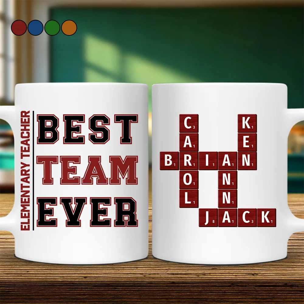 Gifts For Colleagues, Gift For Bestie, Happy - Crossword Best Team Ever Scrabble Name - Personalized Mug