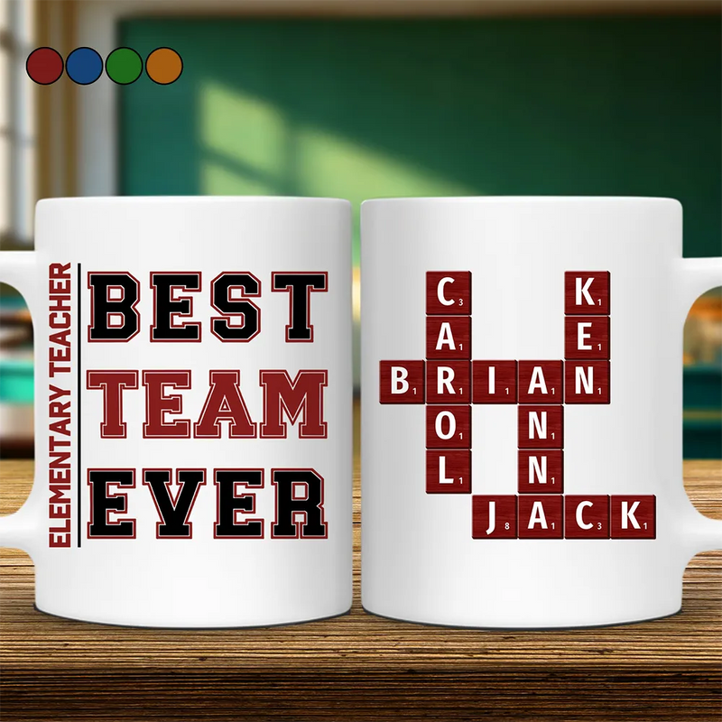 Gifts For Colleagues, Gift For Bestie, Happy - Crossword Best Team Ever Scrabble Name - Personalized Mug