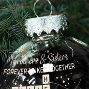 Gift For Sibling,Gift For Sisters,Gift For Brothers,Christmas,Happy - Crossword Brothers & Sisters Forever Linked Together - Personalized Ball Ornament