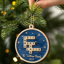 Family, Parents, Gift For Grandparents, Gift For Kids, Gift For Grandkids, Happy, Christmas, Top Market, Non-Eng - Crossword Christmas Family Name - Personalized 2-Layered Wooden Ornament