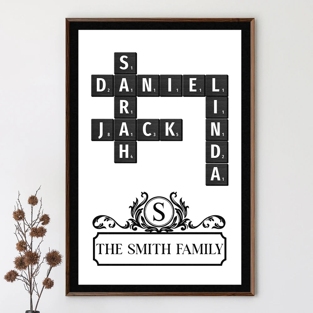 Family,Happy - Crossword Family Art - Personalized Poster