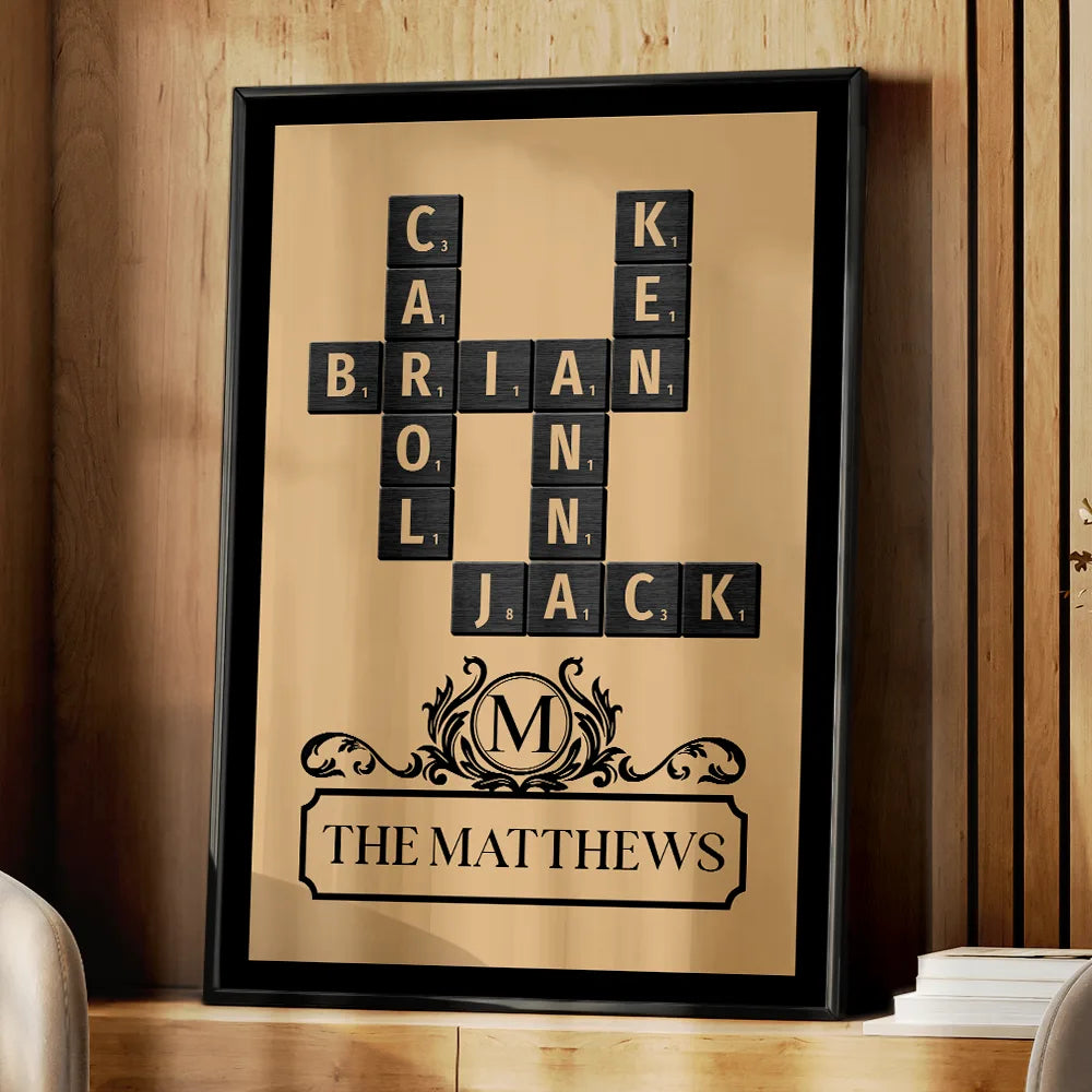 Family,Happy - Crossword Family Art - Personalized Poster