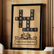 Family,Happy - Crossword Family Art - Personalized Poster