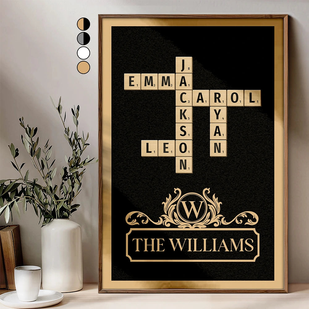 Family,Happy - Crossword Family Art - Personalized Poster