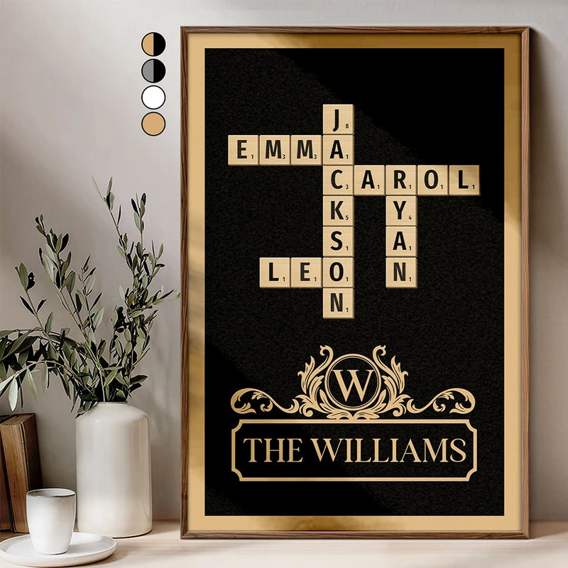Family,Happy - Crossword Family Art - Personalized Poster