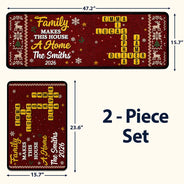 Sentimental,Christmas,Family,Crossword - Crossword Family Makes This House A Home Faux Chenille Effect - Personalized Runner Rug