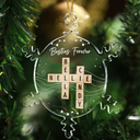 Christmas, Family, Happy - Crossword Family Names - Personalized Snowflakes Shaped Glass Ornament