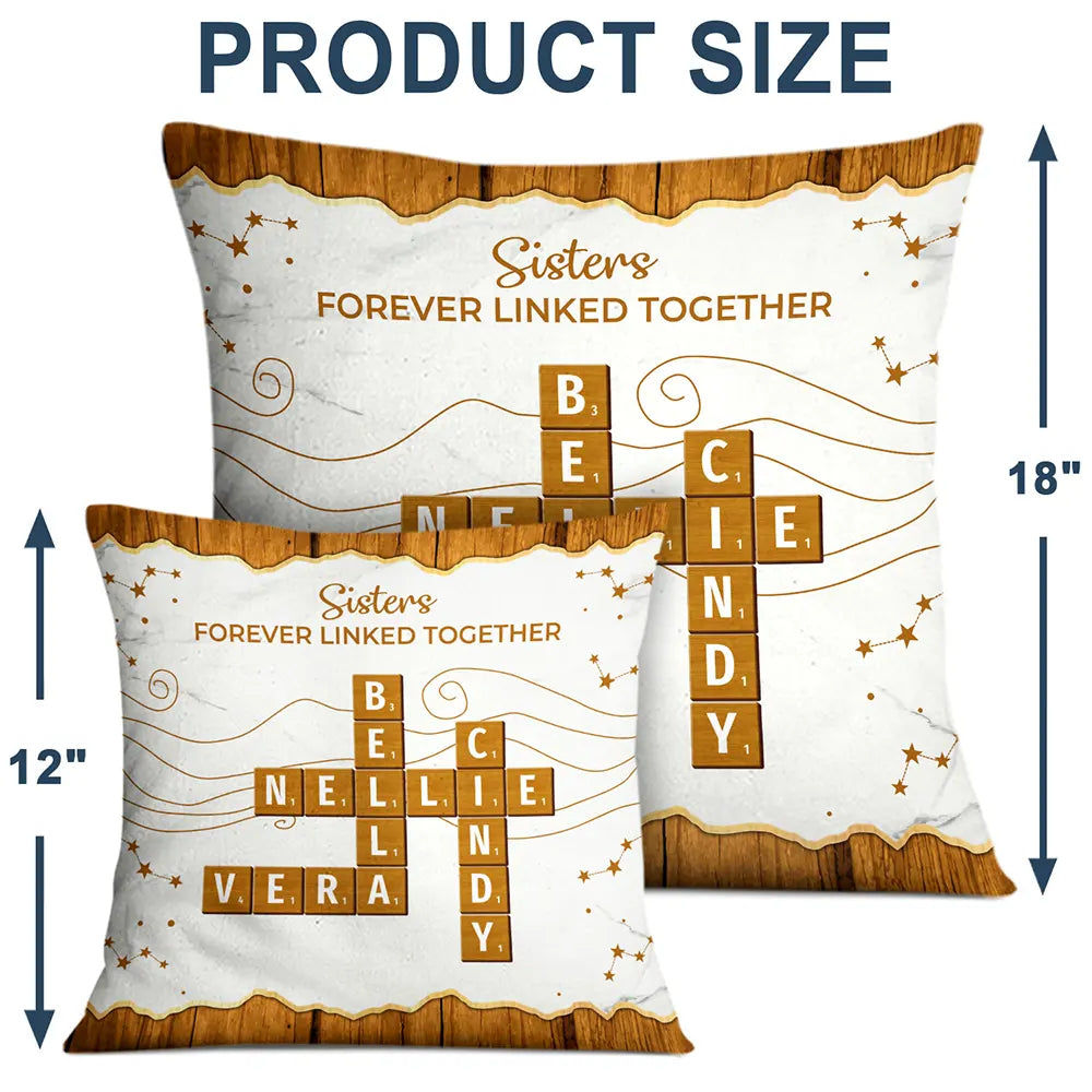 Family,Christmas,Love,Gift For Sibling - Crossword Family Relationship Brothers & Sisters Forever Linked Together - Personalized Pillow