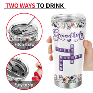 Gift For Grandma,Gift For Grandpa,Gift For Grandkids - Crossword Grandkids - Personalized Tumbler