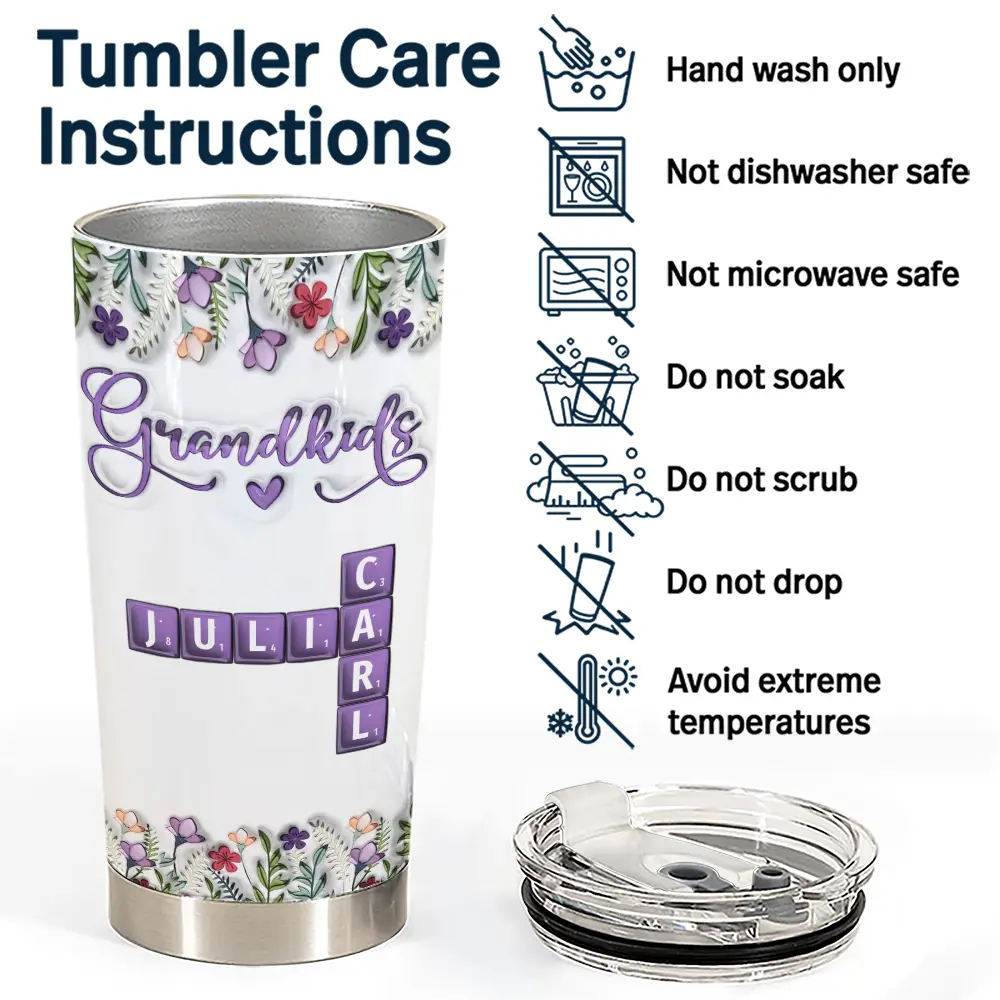 Gift For Grandma,Gift For Grandpa,Gift For Grandkids - Crossword Grandkids - Personalized Tumbler