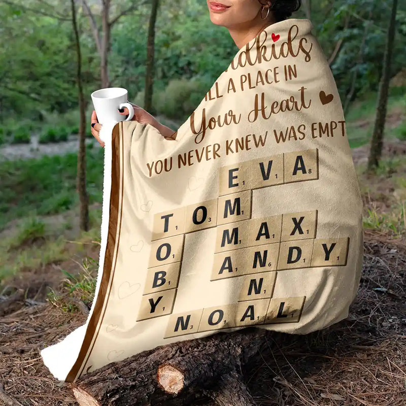 Gift For Grandparents, Christmas - Crossword Grandkids Make Life Grand - Personalized Fleece Blanket, Sherpa Blanket