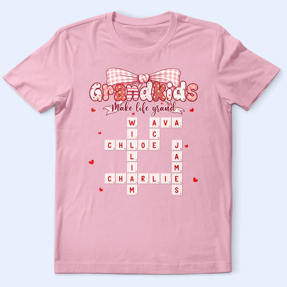 Crossword Grandkids Make Life Grand Preppy Coquette - Personalized T Shirt