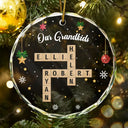 Christmas,Family,Parents,Gift For Kids,Gift For Grandparents,Gift For Grandkids,Happy - Crossword Our Grandkids - Personalized Circle Glass Ornament