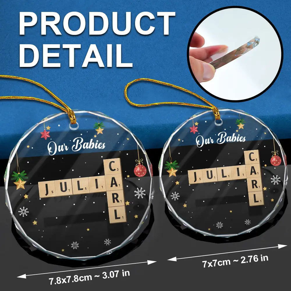 Christmas,Family,Parents,Gift For Kids,Gift For Grandparents,Gift For Grandkids,Happy - Crossword Our Grandkids - Personalized Circle Glass Ornament