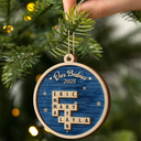 Family, Parents, Gift For Grandparents, Gift For Kids, Gift For Grandkids, Happy, Christmas, Non-Eng - Crossword Our Grandkids Christmas - Personalized 2-Layered Wooden Ornament