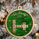 Family, Parents, Gift For Grandparents, Gift For Kids, Gift For Grandkids, Happy, Christmas, Non-Eng - Crossword Our Grandkids Christmas - Personalized 2-Layered Wooden Ornament