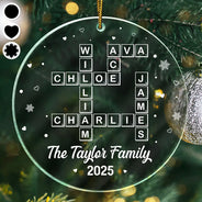 Gift For Couples,Gift For Husband,Gift For Wife,Parents,Gift For Mother,Gift For Grandpa,Gift For Father,Gift For Grandma,Family,Love,Christmas - Crossword Scrabble Family Name - Personalized Custom Shaped Acrylic Ornament