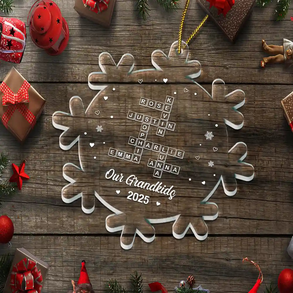 Gift For Couples,Gift For Husband,Gift For Wife,Parents,Gift For Mother,Gift For Grandpa,Gift For Father,Gift For Grandma,Family,Love,Christmas - Crossword Scrabble Family Name - Personalized Custom Shaped Acrylic Ornament