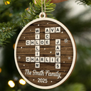 Gift For Couples,Gift For Husband,Gift For Wife,Parents,Gift For Mother,Gift For Grandpa,Gift For Father,Gift For Grandma,Family,Love,Christmas - Crossword Scrabble Family Name - Personalized Custom Shaped Wooden Ornament