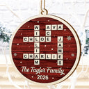 Gift For Couples,Gift For Husband,Gift For Wife,Parents,Gift For Mother,Gift For Grandpa,Gift For Father,Gift For Grandma,Family,Love,Christmas - Crossword Scrabble Family Name - Personalized Custom Shaped Wooden Ornament