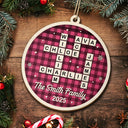 Gift For Couples,Gift For Husband,Gift For Wife,Parents,Gift For Mother,Gift For Grandpa,Gift For Father,Gift For Grandma,Family,Love,Christmas - Crossword Scrabble Family Name - Personalized Custom Shaped Wooden Ornament
