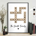 Family,Parents,Gift For Grandparents,Happy - Crossword Scrabble Family Name - Personalized Poster