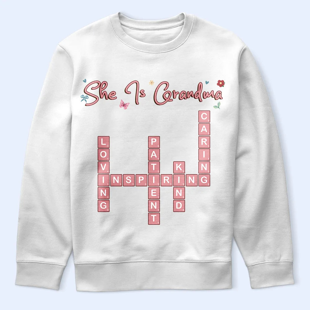 Family,Gift For Mother,Gift For Wife,Gift For Women,Happy,Gift For Yourself,Gift For Grandma - Crossword She Is Mom Nana - Personalized T Shirt