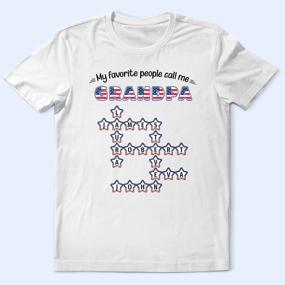 Crossword Stars & Stripes My Favorite People Call Me Grandpa - Personalized T Shirt