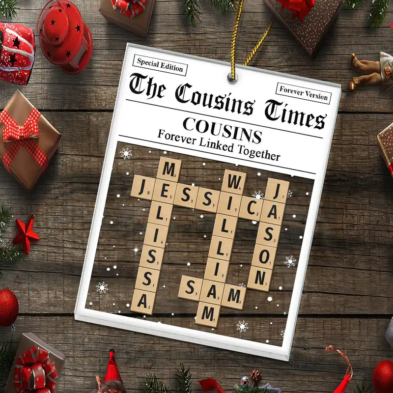 Family,Gift For Mother,Gift For Father,Mom ,Daughters,Children,Dad,Daughters,Sons,Gift For Sibling,Cousin,Christmas,Love - Crossword The Family Times - Personalized Custom Shaped Acrylic Ornament