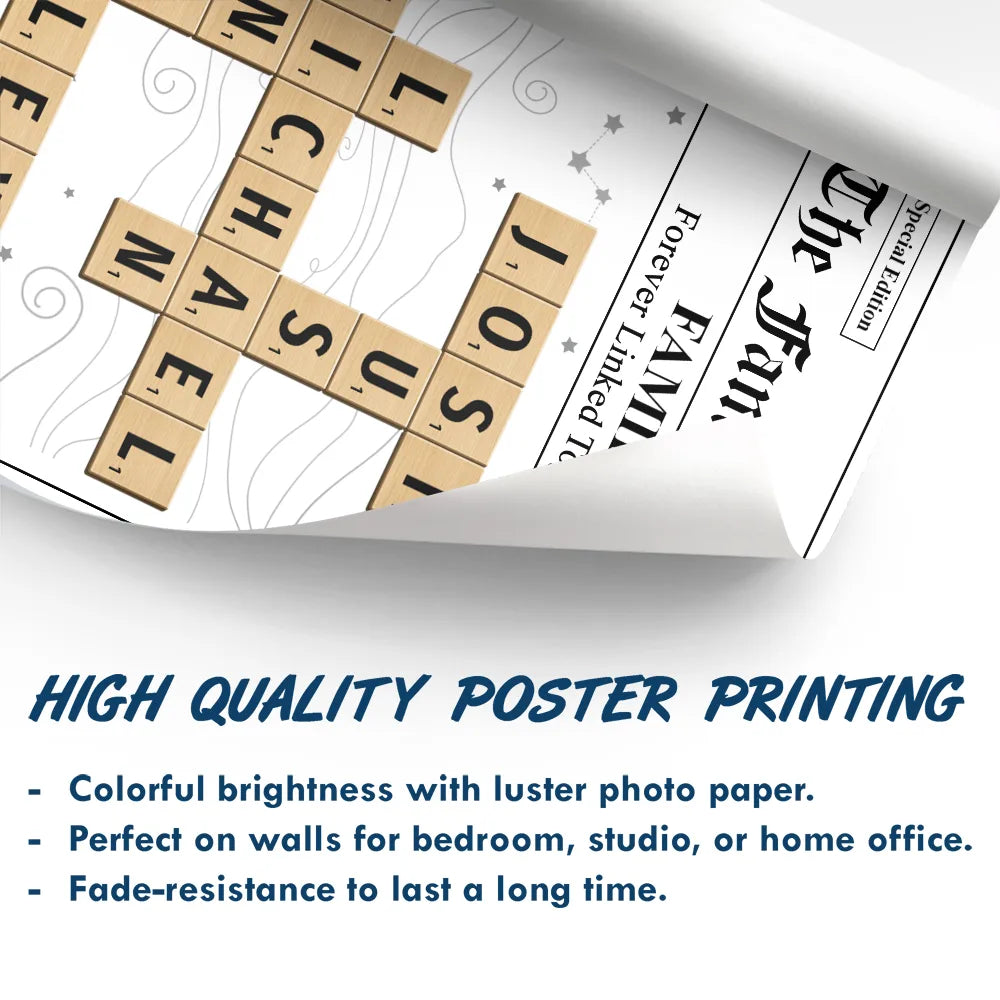 Family,Gift For Mother,Gift For Father,Mom - Daughters (Adult),Mom - Daughters (Young),Mom - Children,Dad - Daughters (Adult),Dad - Daughters (Young),Dad - Sons,Dad - Children,Gift For Sibling,Cousin,Christmas,Love - Crossword The Family Times - Personalized Poster