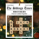 Gift For Sibling,Gift For Sisters,Gift For Brothers,Christmas,Happy - Crossword The Siblings Times - Personalized Custom Shaped Acrylic Ornament