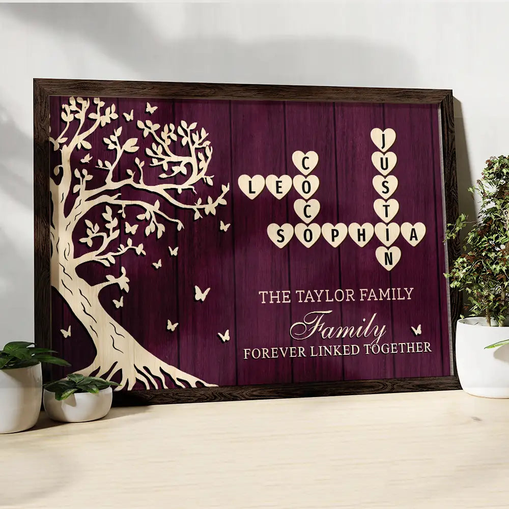 Family, Proud, Crossword - Crossword Tree Of Life Family Is Where The Heart Is - Personalized Poster