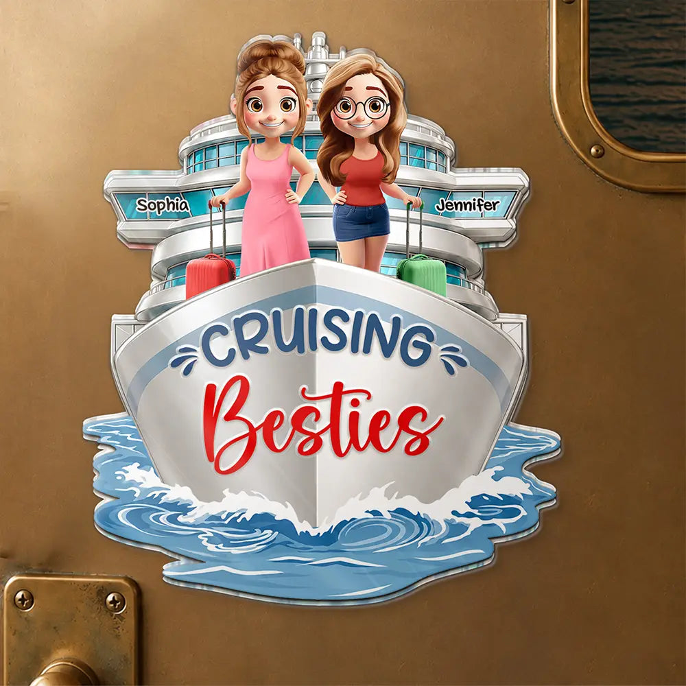Cruise Bestie On Trip Girls Trip - Personalized Acrylic Magnet