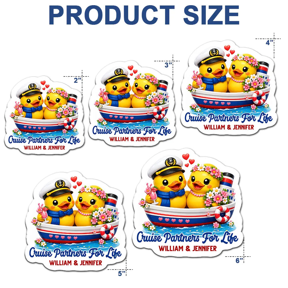 Playful,Cruising,Summer,Gift For Couples,Icon - Cruise Partners For Life Ducks - Personalized Magnet