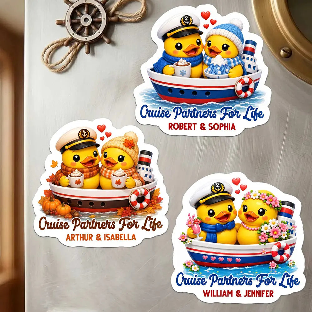 Playful,Cruising,Summer,Gift For Couples,Icon - Cruise Partners For Life Ducks - Personalized Magnet